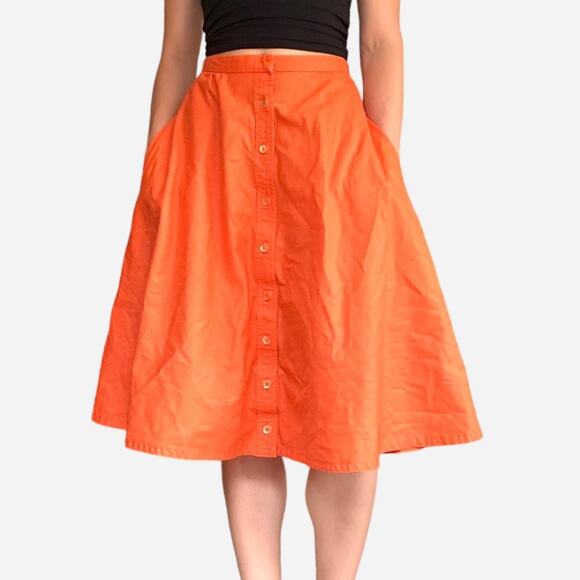 1970s orange midi skirt - Picture 1 of 8